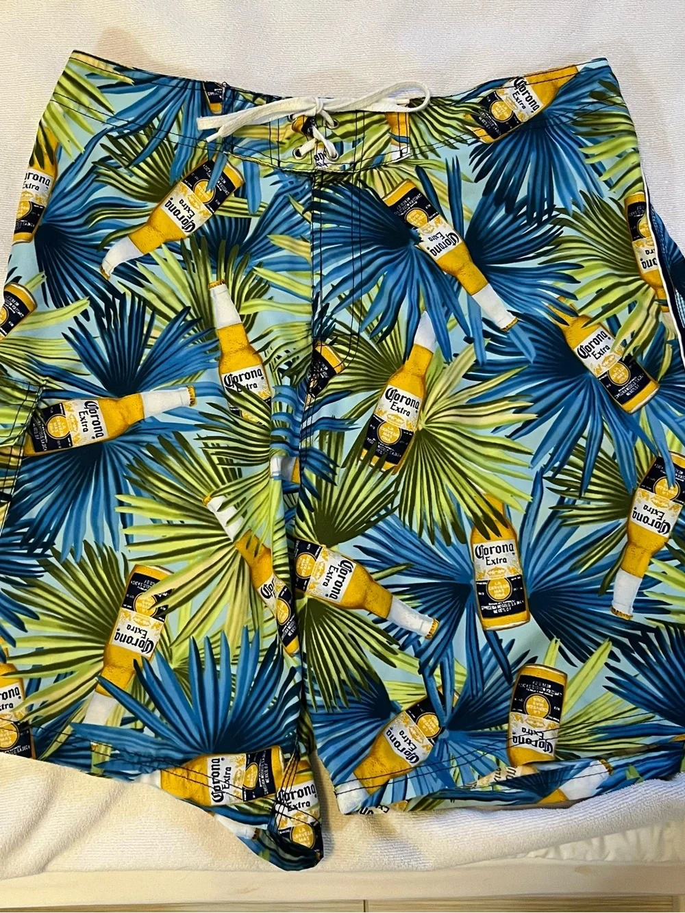 Corona Palm Bottle Print Swim Board Shorts
